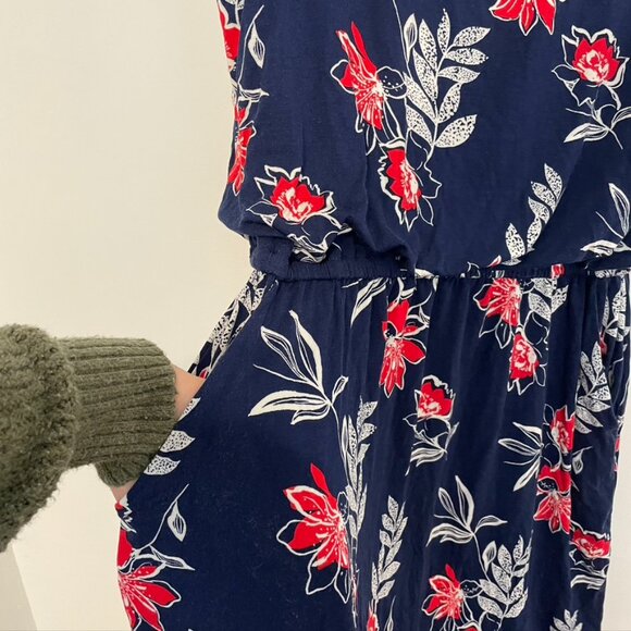 NEW NWT APT. 9 Navy Red White Floral Sleeveless Tank Dress PETITE Medium / PM MP - Picture 6 of 11